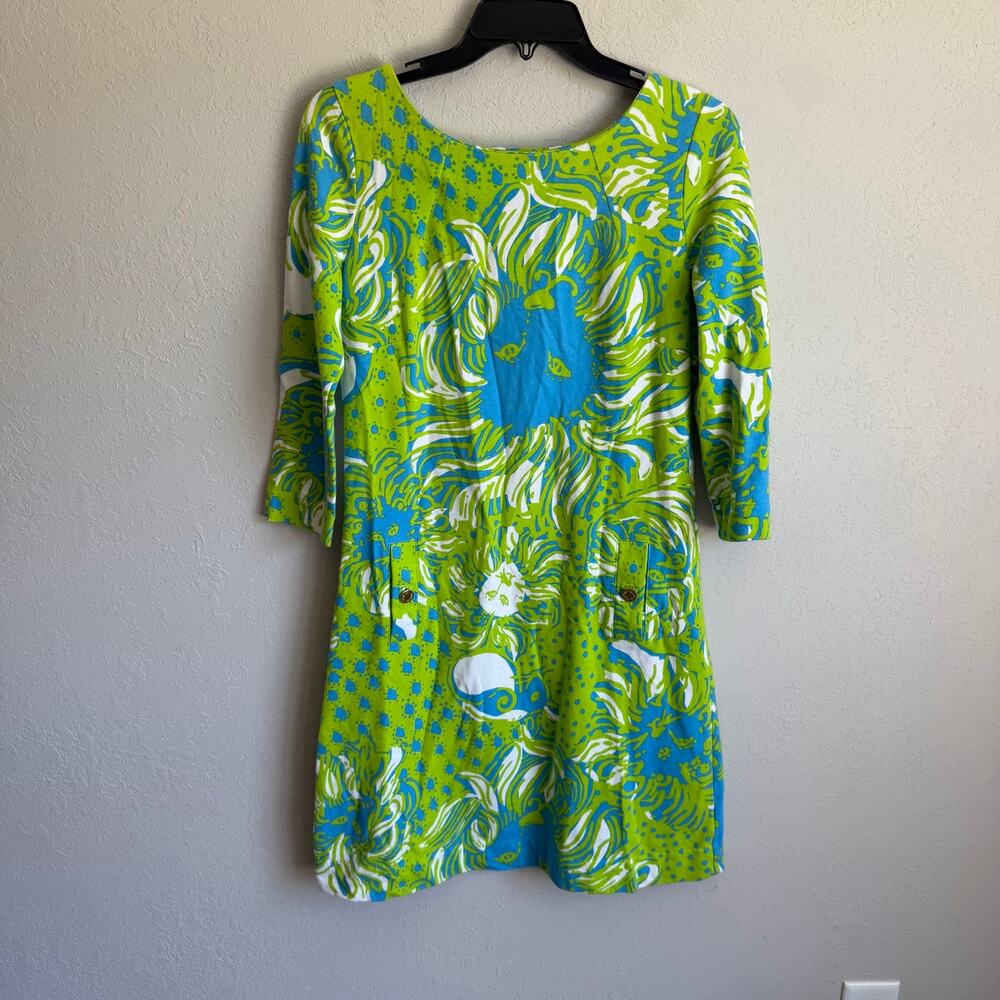Lilly Pulitzer Charlene Shift Dress Limeade Lion Bright Green Blue Print Women S